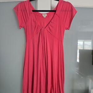 Wilfred Pink Gathered V-Neck Short Sleeve Dress